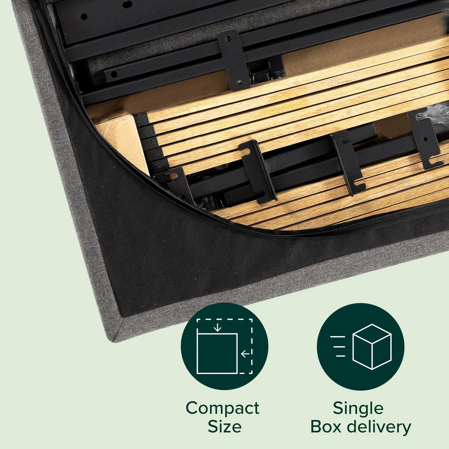 Zinus Denna 38 inch Upholstered Platform Bed Frame with Headboard