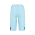 thumbnail image 5 of Miluxas Capri Pants for Women High Waist Wide Leg Eyelet Capris with Pockets Stretchy Loose Fit Casual Lounge Workout Light Blue L(L), 5 of 6