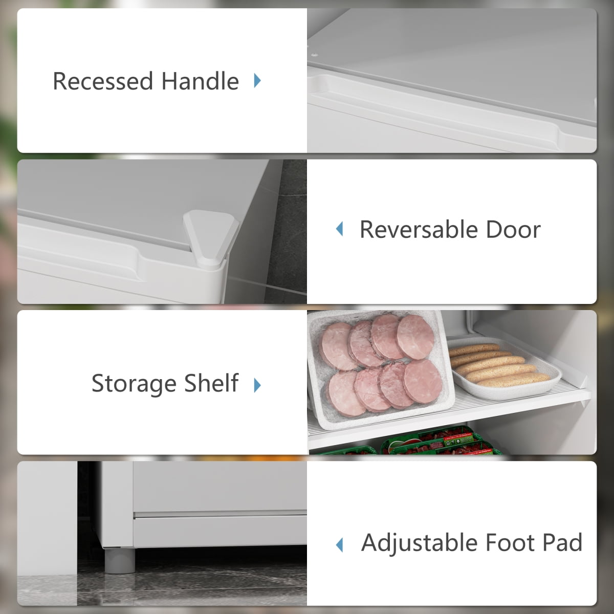3.0 Cubic Feet Compact Upright Freezer Reversible Single Door Adjustable Thermostat Small Freezer for Home Dorm Apartment Office White