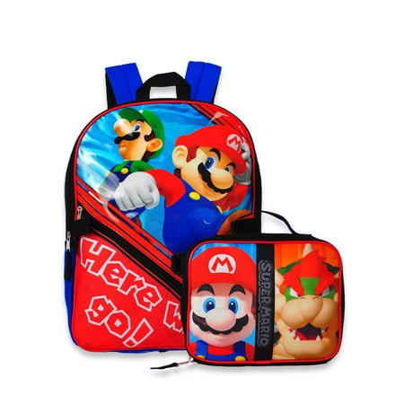 Super Mario Backpack with Insulated Lunchbox (Best Place Get Super Cute Backpacks)