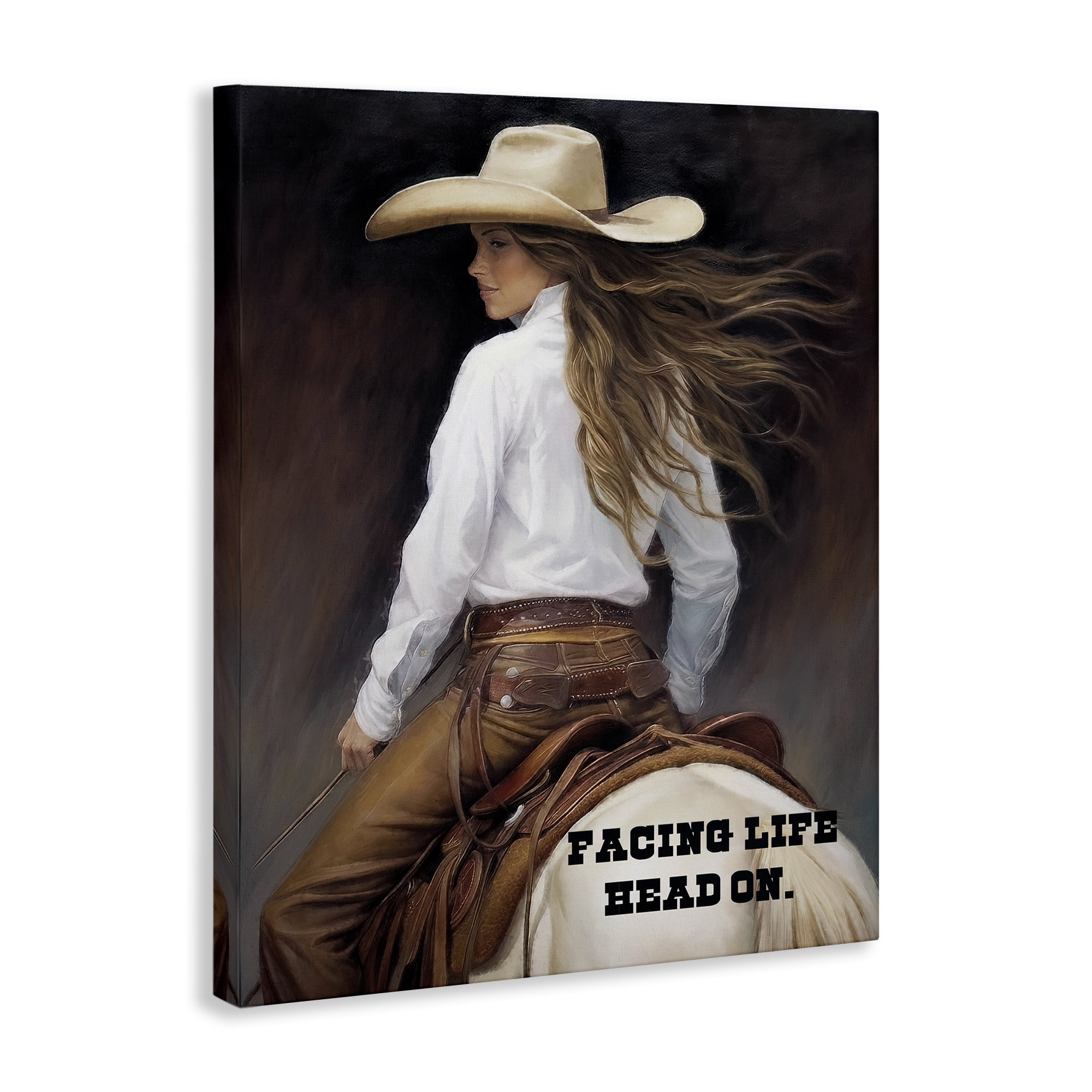 Stupell Industries Face Life Head On People Painting Wrapped Canvas Art Print Wall Art, 24 x 30