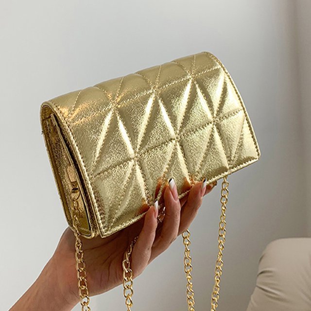 Bolsa De Hombro Bolso bandolera acolchado con hilo bordado de rombos para mujer (Champagne) Tmvgtek Para Estrenar