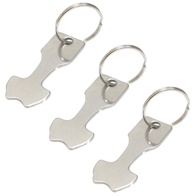 3 Packs Of Metal Aluminum Alloy Key Ring Shopping Trolley Tokens Lock