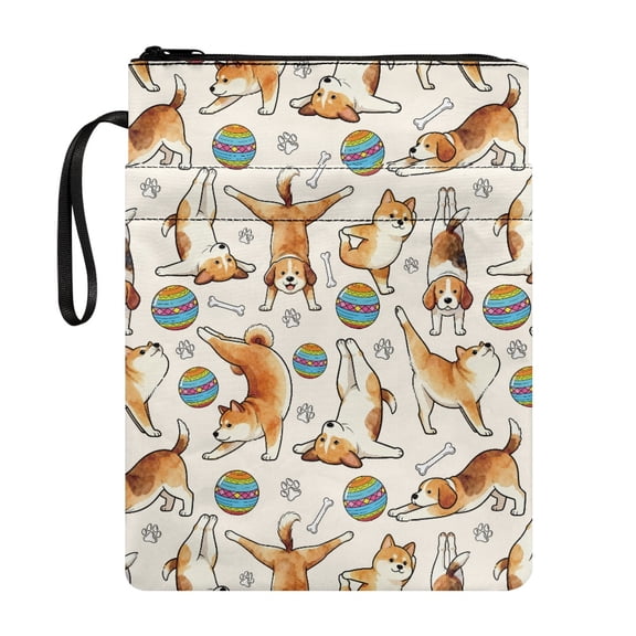 HELLHERO Corgi Play Pattern Book Covers for Books Lovers, Book Organzier Holder, Waterproof, Carrying Book Case for Bible or Book