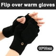 thumbnail image 2 of Guantes de invierno para mujer, 2 guantes sin dedos convertibles de punto cálidos para mujer, regalos con gorro protector para manoplas, 2 of 5