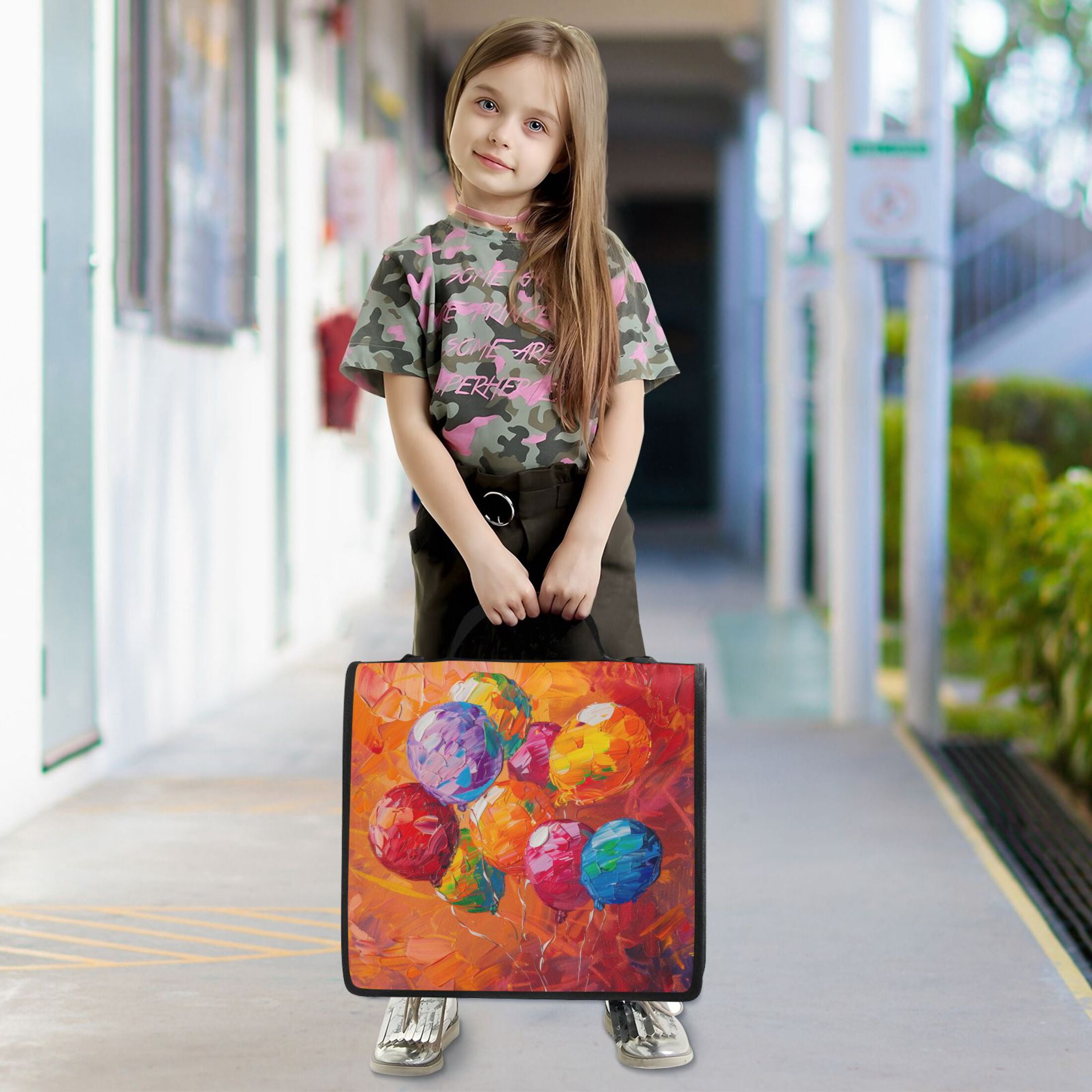 3 Ring Zipper Binder with Shoulder Strap Waterproof Trapper Keeper 2 Inch D-Ring 500 Sheets Capacity Colorful Balloons Fly
