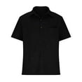thumbnail image 5 of Lovskoo Mens Button Down Short Sleeve Shirt Collared Shirt Casual Loose Shirt Solid Color Comfortable Shirt Blouse Black, 5 of 6