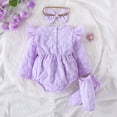 thumbnail image 5 of Kogui Going Home Outfit Baby Girl Winter Baby Girl Fall Outfits Newborn Infant Cutest Romper Shirt Pants Hat 3Pcs Clothes Set 0 3 6 9 12 18 24 Months (Purple,0-3 Months), 5 of 9