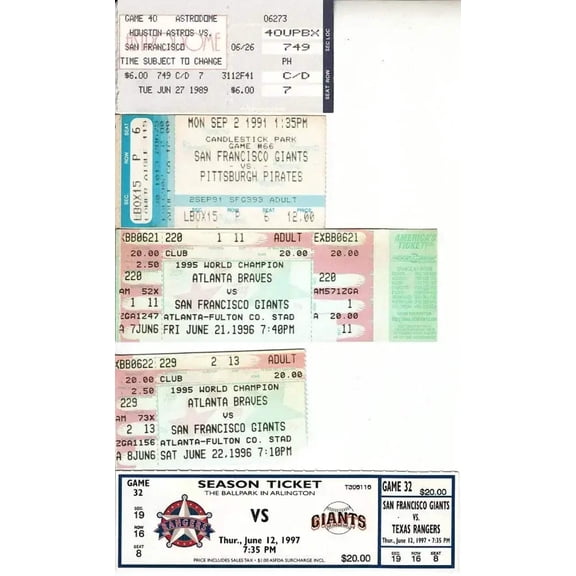 San Francisco Giants 6 vintage game tickets Barry Bonds