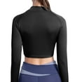 thumbnail image 4 of Veste Courte pour Femmes, Haut Décontracté Sportif à Manches Longues et Col Rond en Noir, Imitation Rayonne Légère, Lavable en Machine, Convient à la Taille, 4 of 8