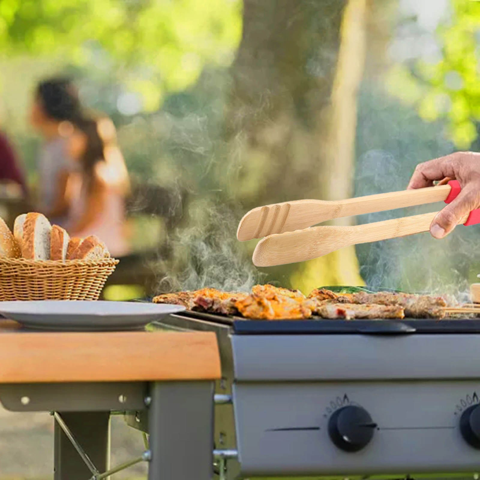 Fdelink 1 Wooden Clip, Bamboo Food Clips Bread Barbecue Clips Buffet Clips Silicone Food Clips Baking Tools, Clearance!