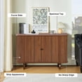 thumbnail image 6 of Wirrytor Buffet Storage Cabinet, Sideboard Cabinet with 2 Doors and Adjustable Shelve, Credenza Cabinet with Stripping Decorated Design for Living Room, Dining Room, Bedroom (Walnut), 6 of 7