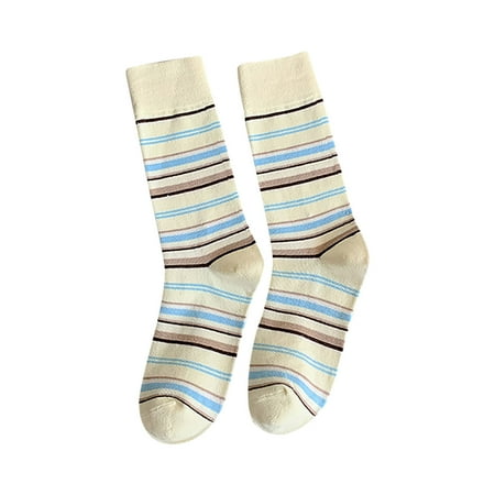 

Women Stripes Contrast Colors With Vintage Striped Midtube Socks Fishnet Tights