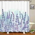thumbnail image 4 of Lavender Shower Curtain, Purple Lavender Floral Shower Curtain Set, Watercolor Plant Leaves Flower Shower Curtains for Bathroom, Waterproof Fabric with 12 Hooks, 72 x 72 Inches, 4 of 6