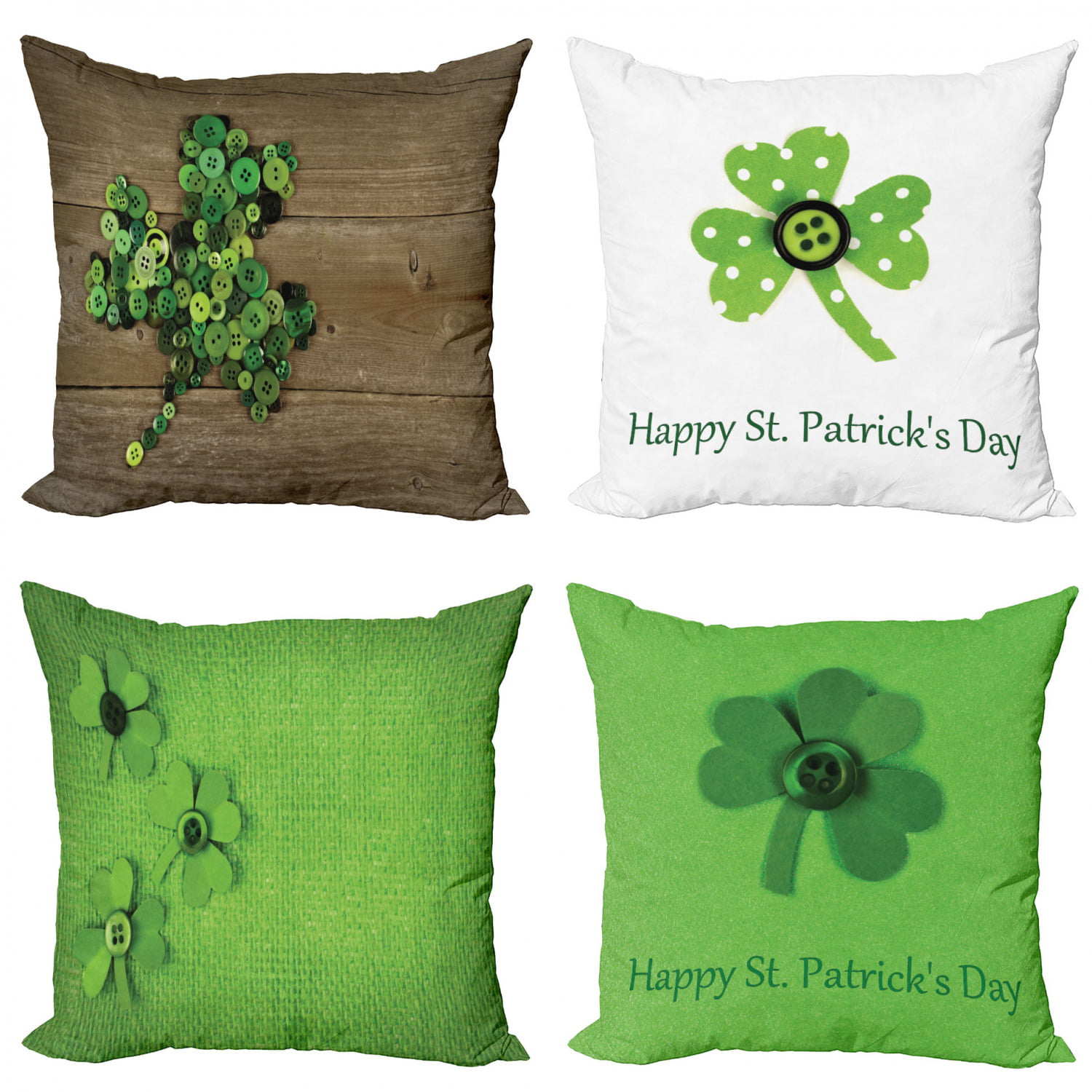 Multicolor 18x18 Lucky Shamrock Leaf St Patrick's Day Gifts Shamrock Leaf Gift for St Patrick's Day Throw Pillow