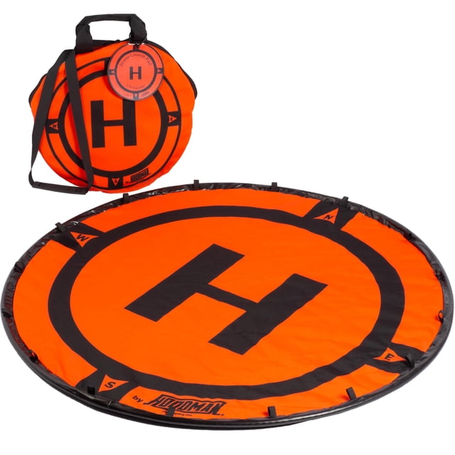 Plataforma de aterrizaje para drones Hoodman de 5 pies de diámetro, naranja/negra