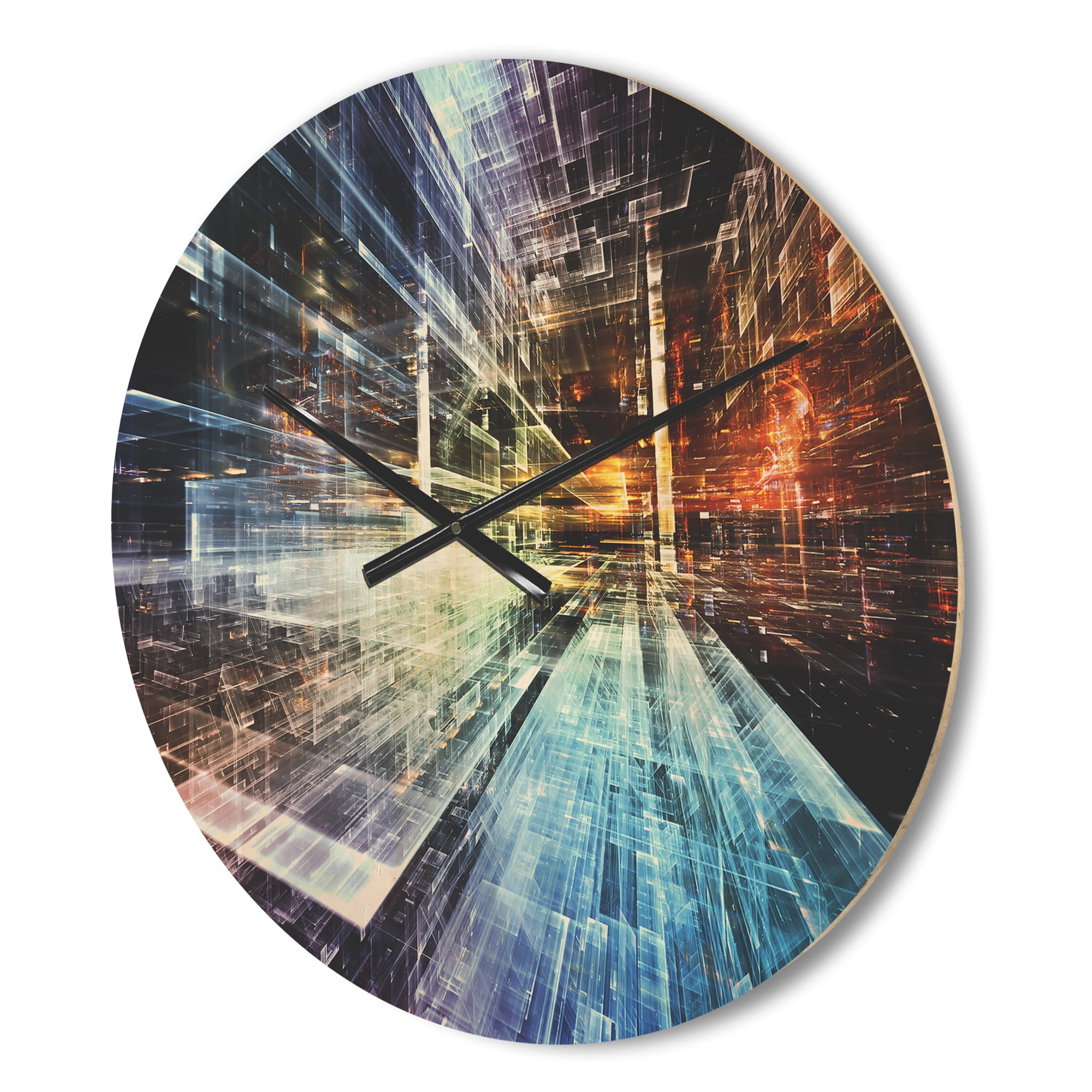 Designart 'Future Industry Lights' Modern Wood Wall Clock