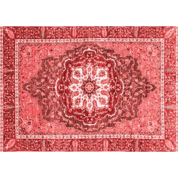 Ahgly Company Machine Washable Indoor Rectangle Persian Red Traditional Area Rugs, 5' x 7'
