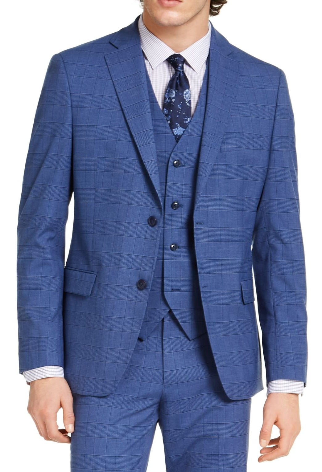 Alfani Mens Suit Jacket Short Plaid 