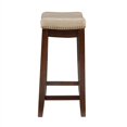 thumbnail image 4 of Linon Claridge 26" Wood Backless Counter Stool Beige Faux Leather Seat in Brown, 4 of 15