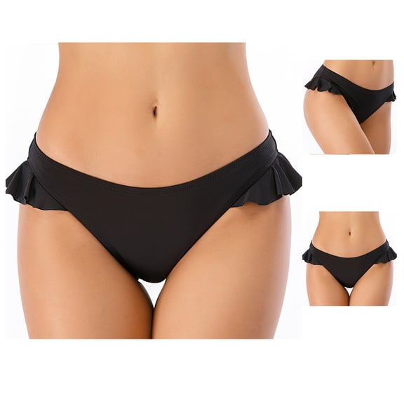 XINXIAOO Bikini Bottoms for Women Low Rise Basic Bathing Swimsuit Solid Color Ruffled Swimsuit Shorts, Size XL