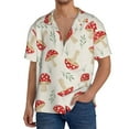 thumbnail image 3 of Easygdp Cartoon Flat Mushrooms Men's Casual Short-sleeved Shirt with Pocket and Button Suitable for Beach Vacation Leisure - Small, 3 of 7