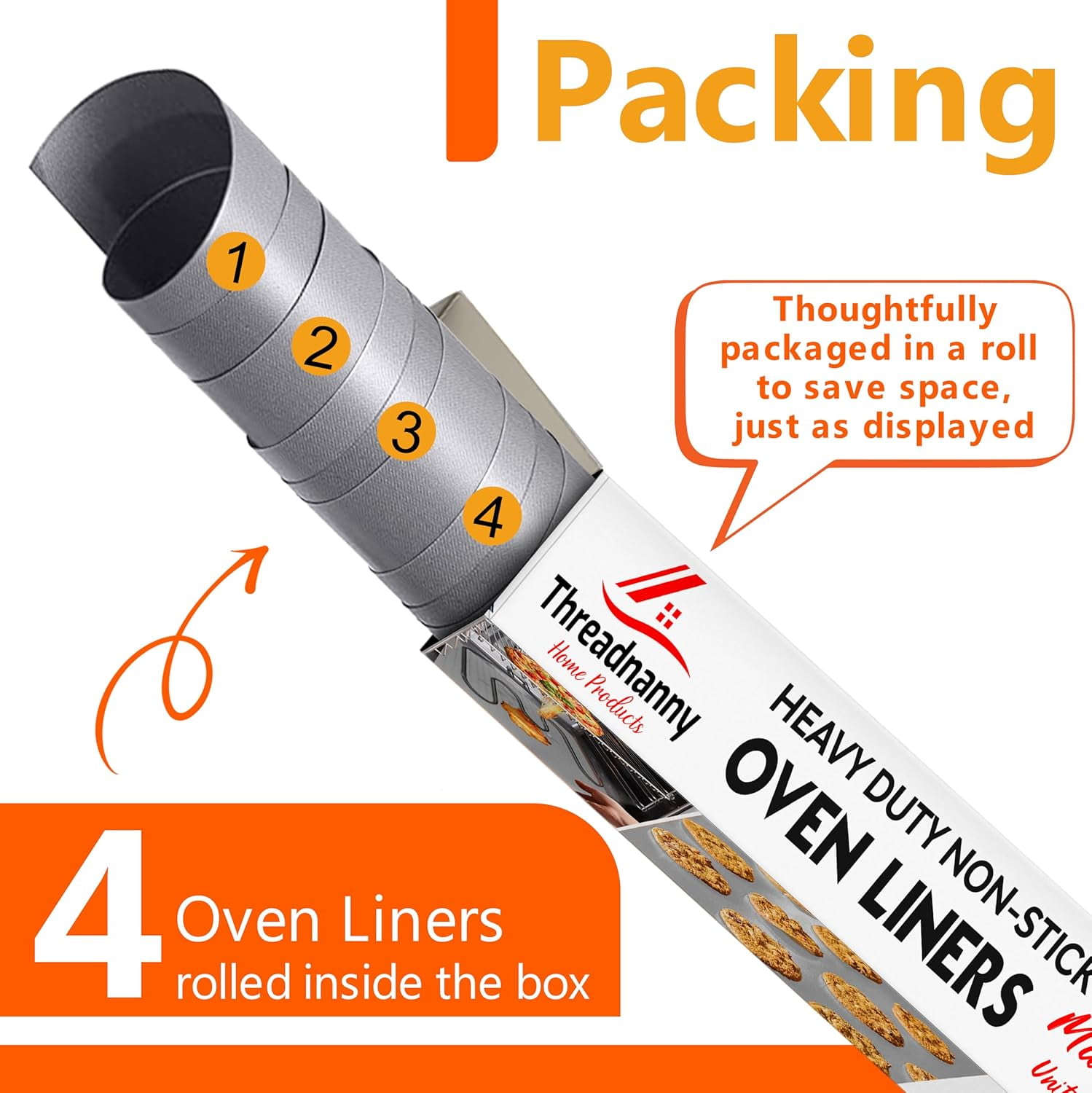 Oven Liners for Bottom of Oven, Silver 17" X 25" - Premium Large Thick Mats, Heavy Duty Liner for Bottom of Electric Range, Gas Range, Microwave, Etc. - Non Stick Teflon Mats (4-pack)