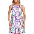 thumbnail image 1 of Fotbe Eiffel Tower and Hearts Vestido de Verano sin Mangas para Mujer – Vestido Midi Línea A, Estilo Camiseta Floral, Vestido Playero Casual y Fluido, 1 of 7