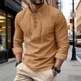 thumbnail image 3 of RUTAYY Men's Shirts Casual Fashion Solid Color Long Sleeve with Drawstring Stand Collar Stylish Tops Work Holiday Blouse, 3 of 4