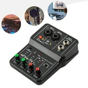 Miumaeov Mini 2 Channel Audio DJ Mixer Console Interface 48V Power Professional Audio Equipment for Studio Live Show Party Recording Microphone/Guitar XLR+6.35mm 3.5mm Stereo in