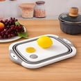 thumbnail image 4 of syligr 3-in-1 Foldable Cutting Board with Colander Kitchen Sink Organizer Plastic Collapsible Chopping Board Dish Drainer Vegetable Washer 14.6 Inch Space Saver, 4 of 6