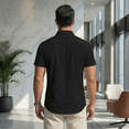 thumbnail image 5 of PUZTLOY Men's Dress Shirt Button Down Shirts Short Sleeve Casual Summer Beach Vacation Shirt Black S-2XL, 5 of 8