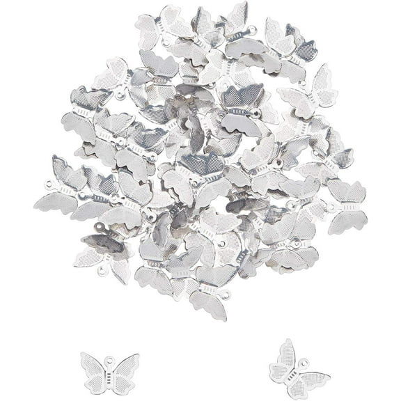 100pcs DIY Butterfly Pattern Charms Stainless Steel Pendant Metal Charm 1mm Small Hole Butterfly Pendants for Jewelry Making DIY Crafting