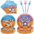thumbnail image 1 of Princess Birthday Party Decorations, 96 Pcs Four Ever a Princess Plates and Napkins Forks Tableware Set, Girls 4th Birthday Party Supplies Disposable Plates Set for 24, 1 of 7