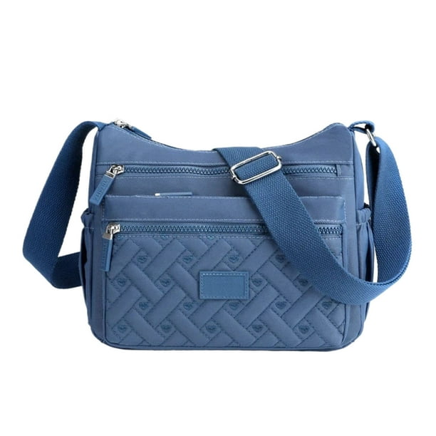 Bolso de hombro de nylon para mujeres azules, ligero, de una sola correa, para mujeres, de estilo cruzado