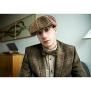 Hanna Hats Irish Tweed 100% Wool Cap for Men Donegal 8 Piece Patchwork Flat Hat Made in Ireland