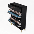 thumbnail image 4 of High-Quality MDF & Metal Entryway Shoe Storage Cabinet - 2 Flip Drawers with 2 Levels + Bottom Rack, Narrow Free Standing Organizer for Hallway Closet, Black, 4 of 10