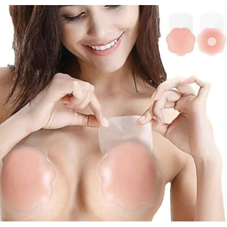 FGLHS Nippleless Covers, Silicone Breast Lift Reusable Breast Pasties Petals, 1Pairs