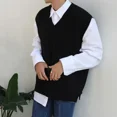 thumbnail image 2 of Chalecos de punto sin mangas para hombres, ropa popular coreana, chaleco holgado, ropa de calle abierta vintage, suéter informal de cachemira para hombre, 2 of 4
