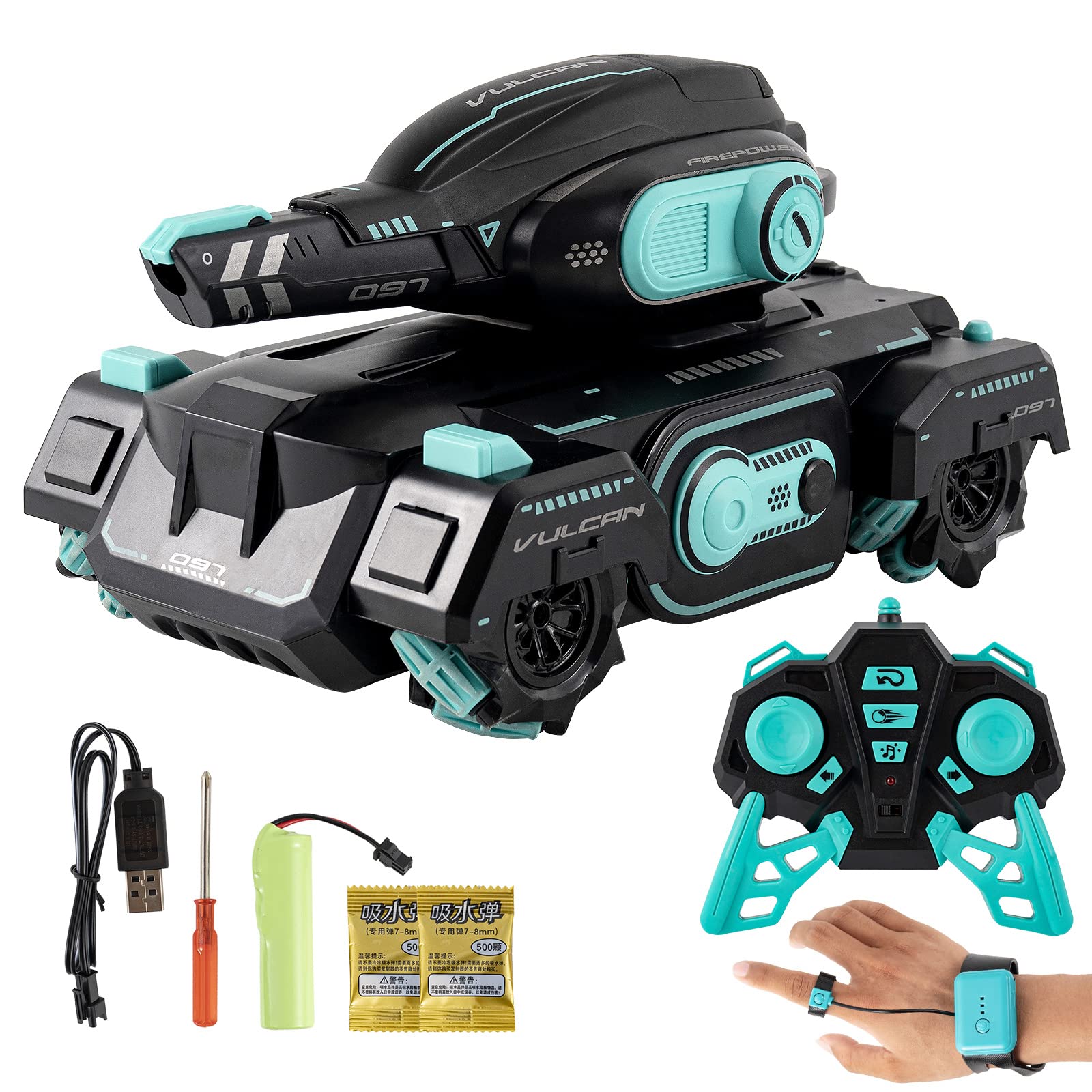 Petsta RC Tank Toy , 2.4G Remote Control Water Bombs Tank Car, Hand Controlled RC Car with 1000