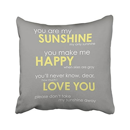 WinHome You Are My Sunshine My Only Sunshine Make Me Happy Decorative Pillowcases With Hidden Zipper Decor Cushion Covers Two Sides 18x18