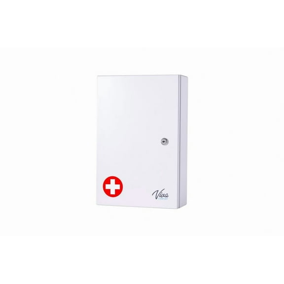 VivaComfort Large White Double Door Narcotics Cabinet, Locking Medicine Cabinet, 24” H x 16” W x 8” D