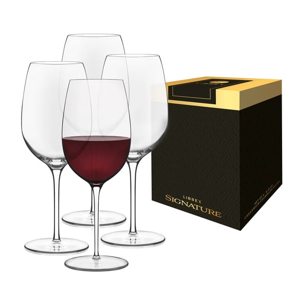 Libbey Signature Kentfield Wine Glasses, 20-Ounce, Set of 4, Made in USA, Dishwasher Safe, Classic Stemmed Glassware, Gift Box