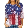thumbnail image 5 of AKEGAMN Blue Independence Day Crew Neck Graphic Tee - Patriotic Print Top, S-3XL, 5 of 5