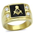 thumbnail image 1 of Alamode TK719-9 Bague en Acier Inoxydable Doré pour Hommes avec Grade AAA CZ en Transparent - Taille 9, 1 of 1
