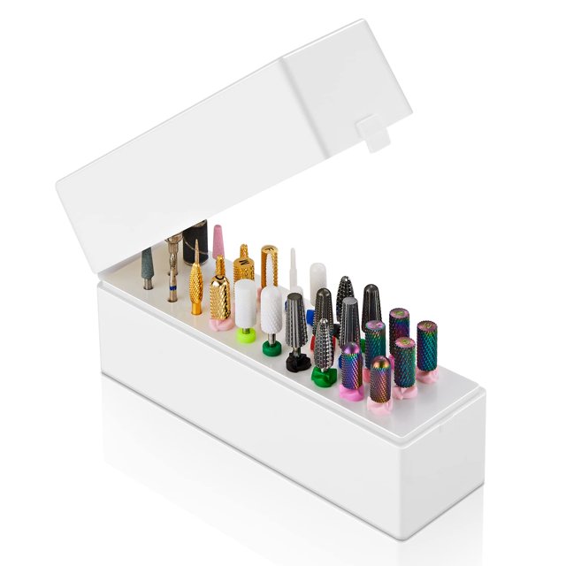 Makartt-Soporte para brocas de uñas, soporte a prueba de polvo, contenedor organizador, herramientas de manicura con 30 agujeros (no incluye brocas)