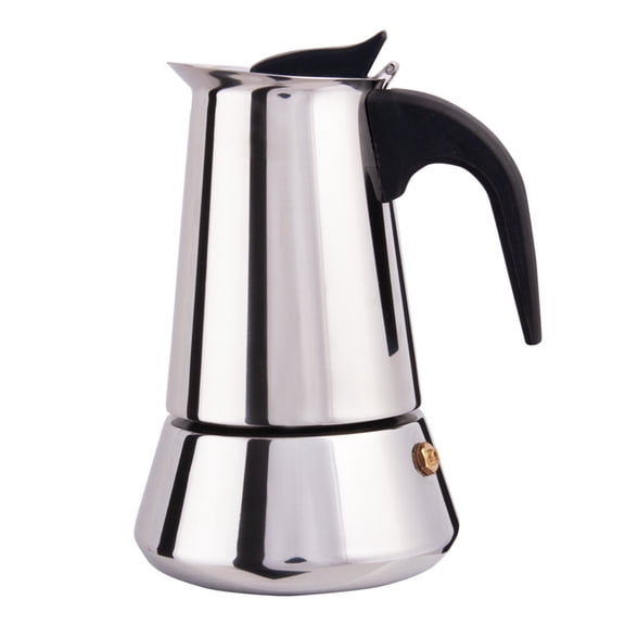Biggcoffee Stovetop Espresso Maker, Moka Pot, Italian Coffee Maker, Coffee Percolator, Stainless Steel Moca Pots, 4 Cups Coffee Maker 6.76 oz/200 ml (Silver, Black)
