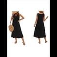 thumbnail image 2 of Vestidos para Mujer Verano Sin Mangas Cuello Algodón Playa Casual Vestido Negro Talla S, 2 of 7