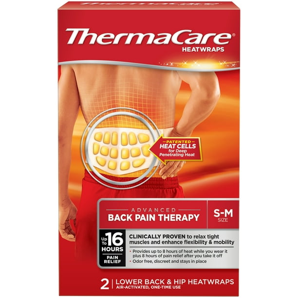 Thermacare Lower Back Hip Pain Therapy Heatwraps 2 Ct Box Walmart Com Walmart Com