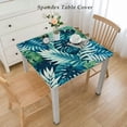 thumbnail image 2 of COMIO Square Tablecloth for Picnic Dining Kitchen Farmhouse Natural Mulberry Organic with Green Monstera Print White, 2 of 7